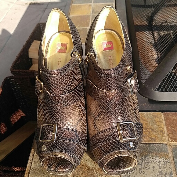 Snake Print Open Toe Booties - Picture 2 of 7