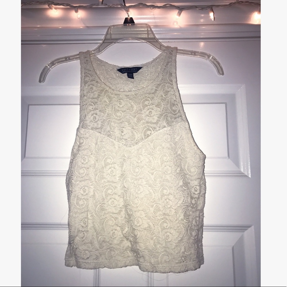 American Eagle White Lace Tank Top