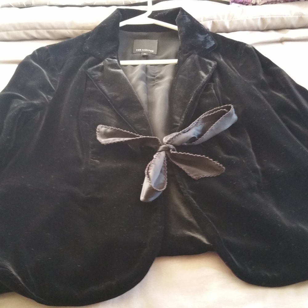 black tie front velvet jacket