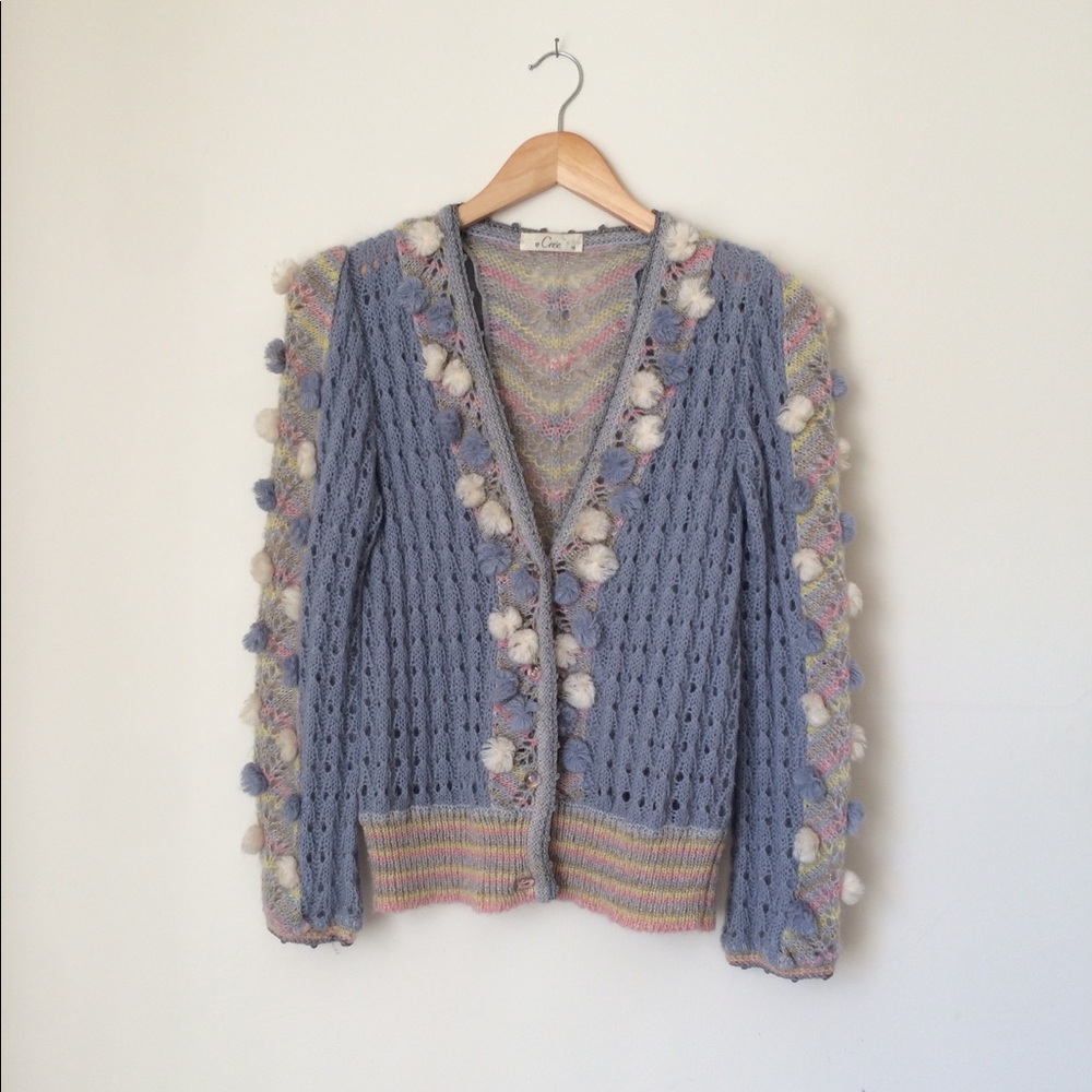 Pom Pom Knitted Button Down Cardigan