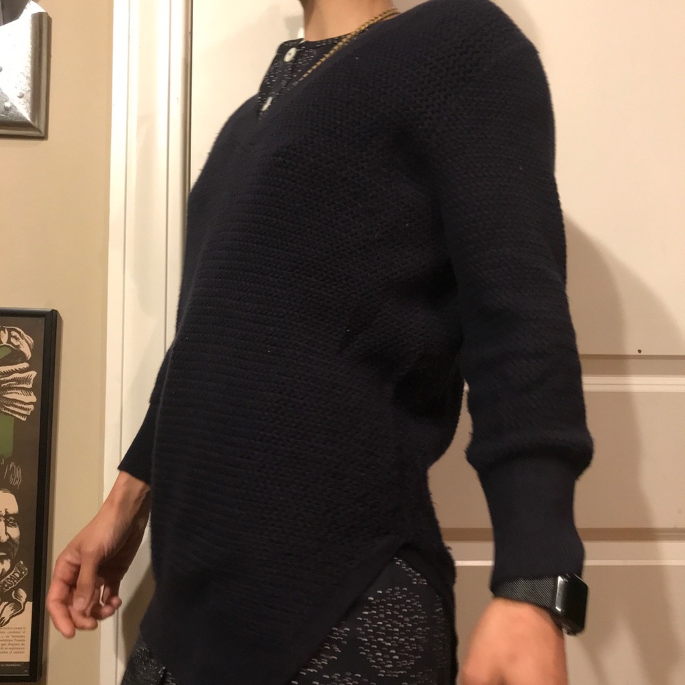Theory Pima Cotton/Cashmere Navy Sweater - Picture 8 of 8