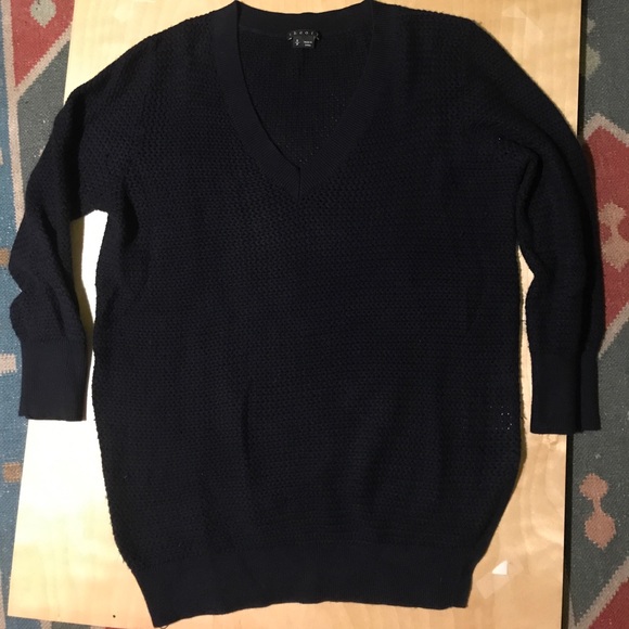 Theory Pima Cotton/Cashmere Navy Sweater - Picture 3 of 8