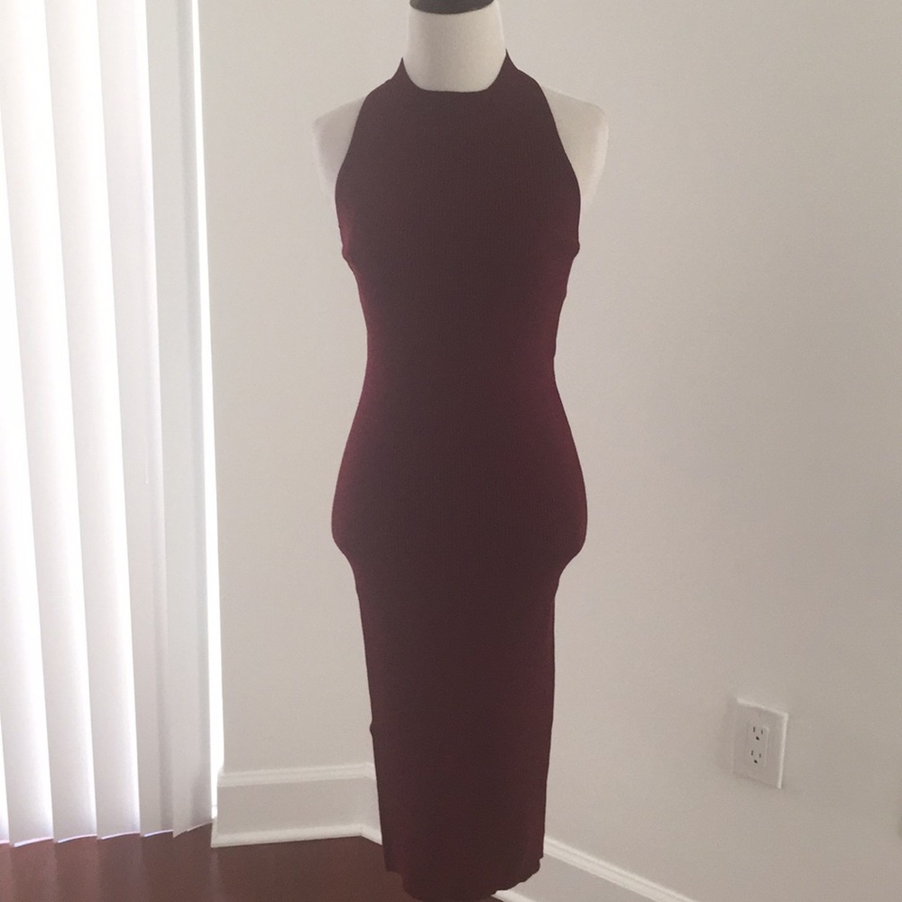 Strappy Midi Dress in Wine  - Picture 4 of 4