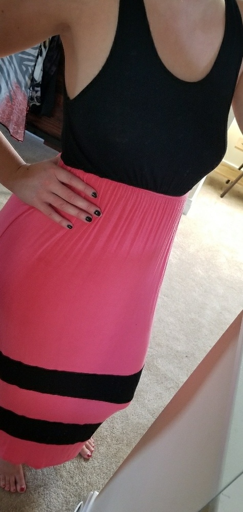 Black and pink maxi dress