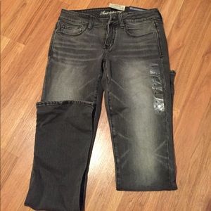 American eagle skinny kick washed black jeans
