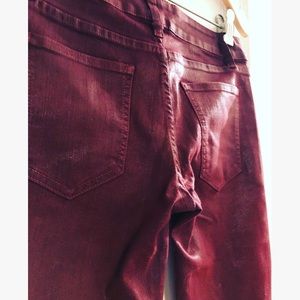 LF CARMAR burgundy waxed denim jeans