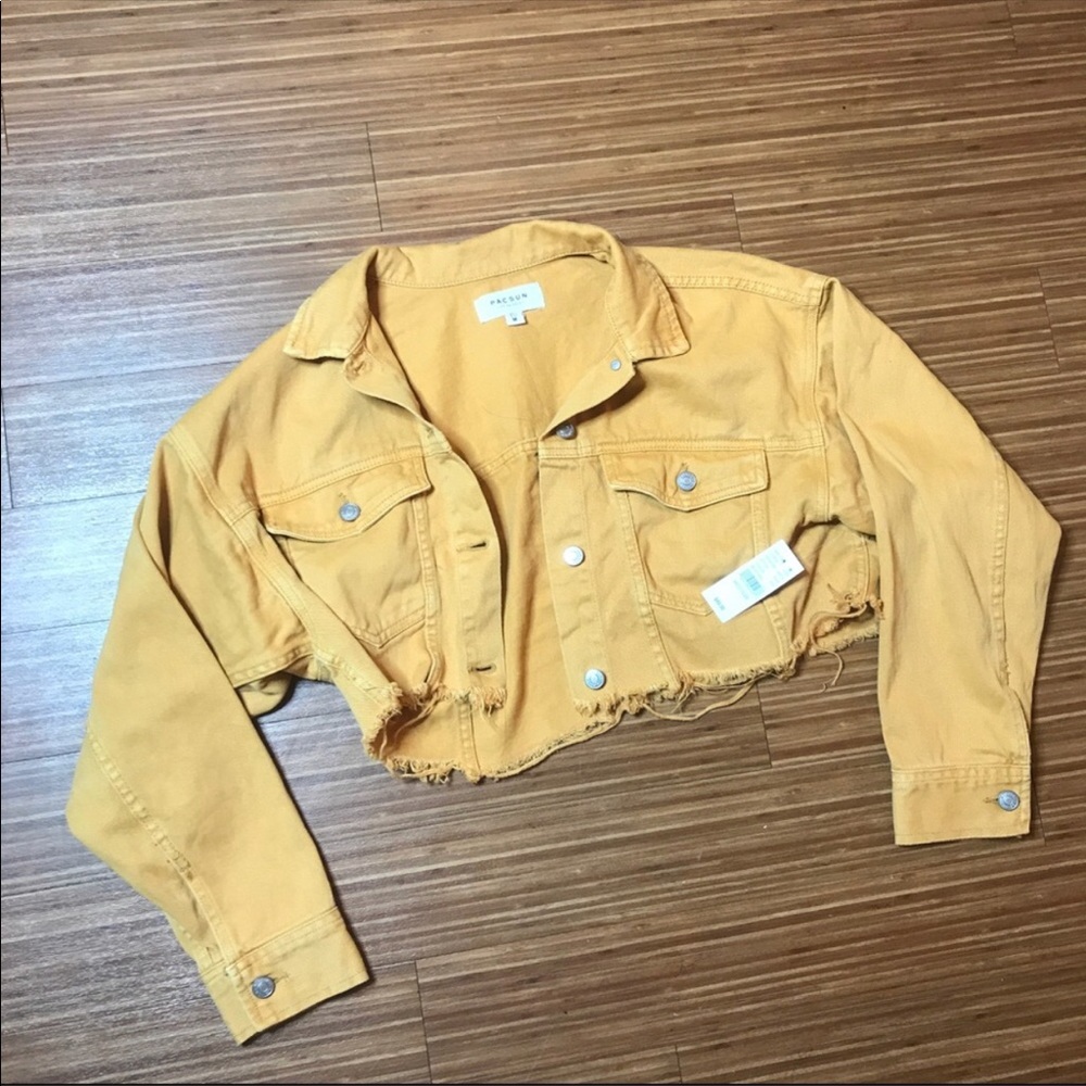 PacSun denim half jacket- mustard