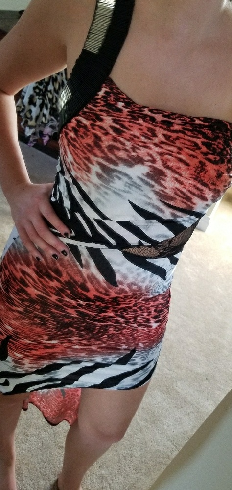 One shoulder zebra print dress