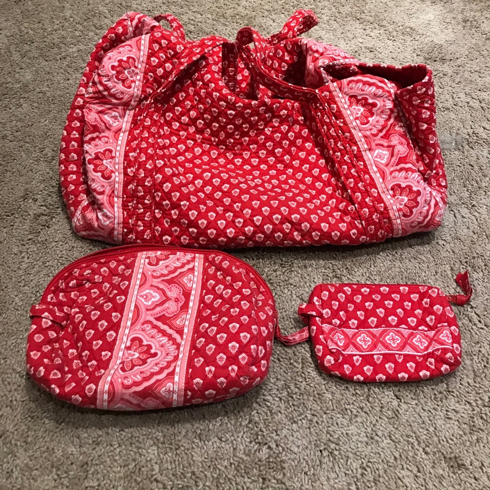 Authentic Vera Bradley Red and Pink Travel set!