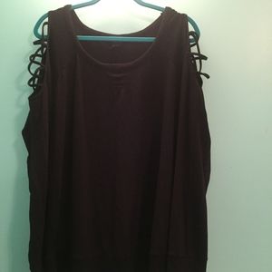 Torrid Black Lattice Shoulder Sweatshirt