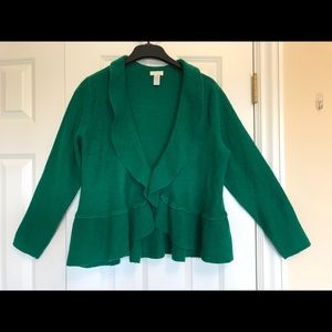 Chico’s Green ruffle sweater size 2