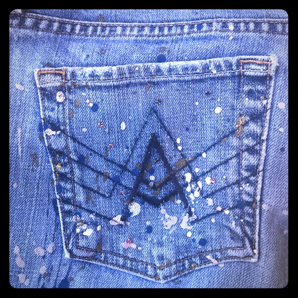 7 for All Mankind Tie Dye Bedazzled A Pocket Jeans