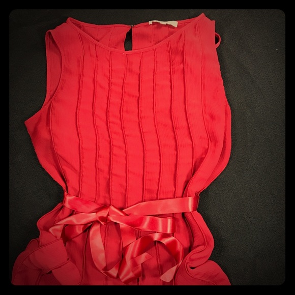 Sandra Darren Dresses & Skirts - Red Party dress. Sandra Darren. Satin ribbon belt.