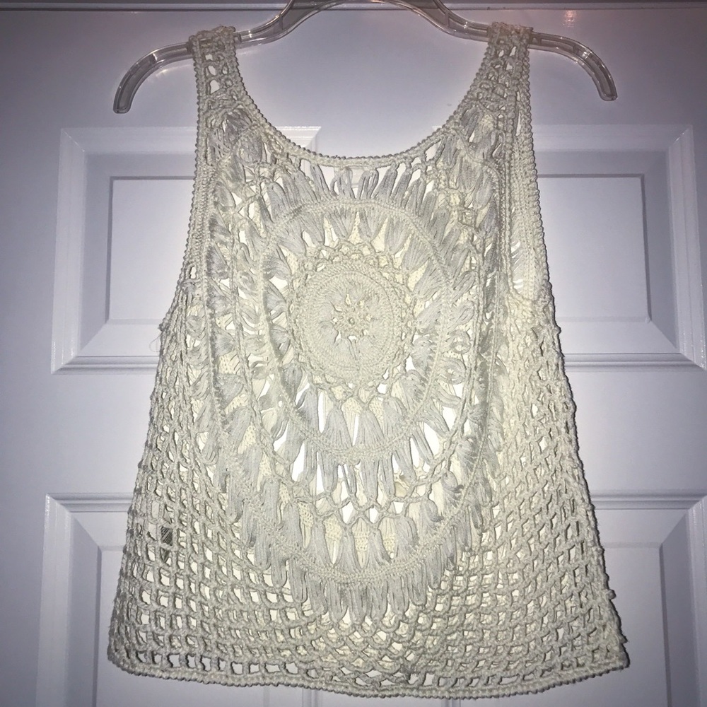 White Crochet Tank Top