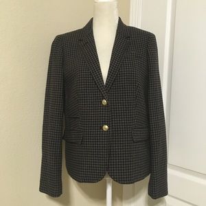 J. Crew wool grey and black houndstooth blazer
