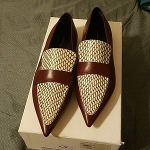 New Celine Flat Shoes Loafer Burgundy Leather 39