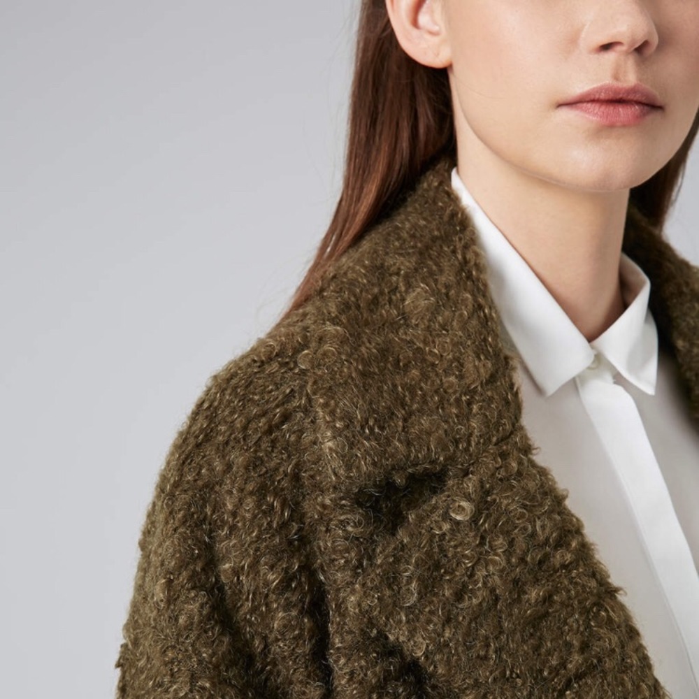 Topshop slouchy mohair boyfriend coat in olive
