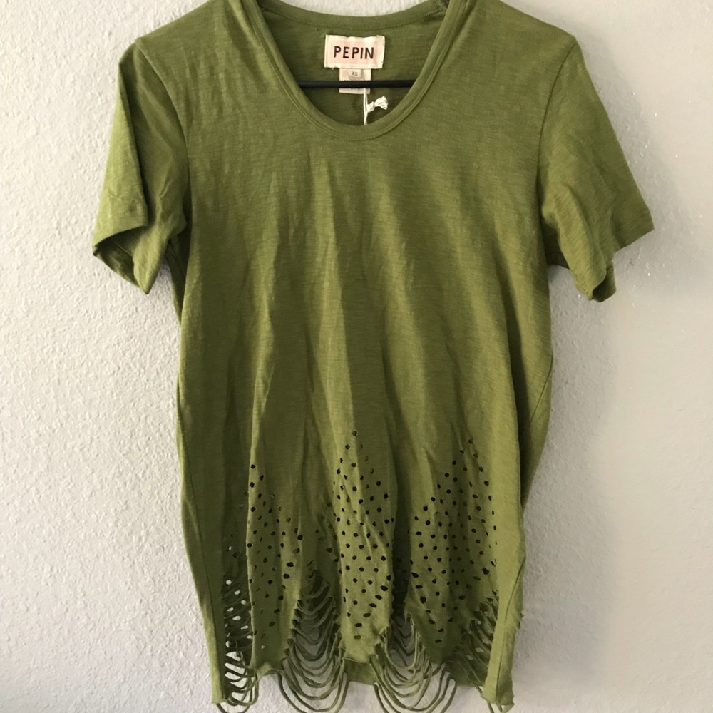 NWT Anthropologie Pepin Green Destroyed Top