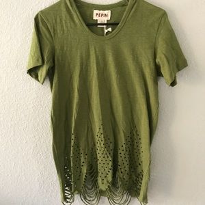 NWT Anthropologie Pepin Green Destroyed Top