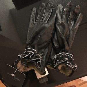 Cynthia Rowley black leather gloves