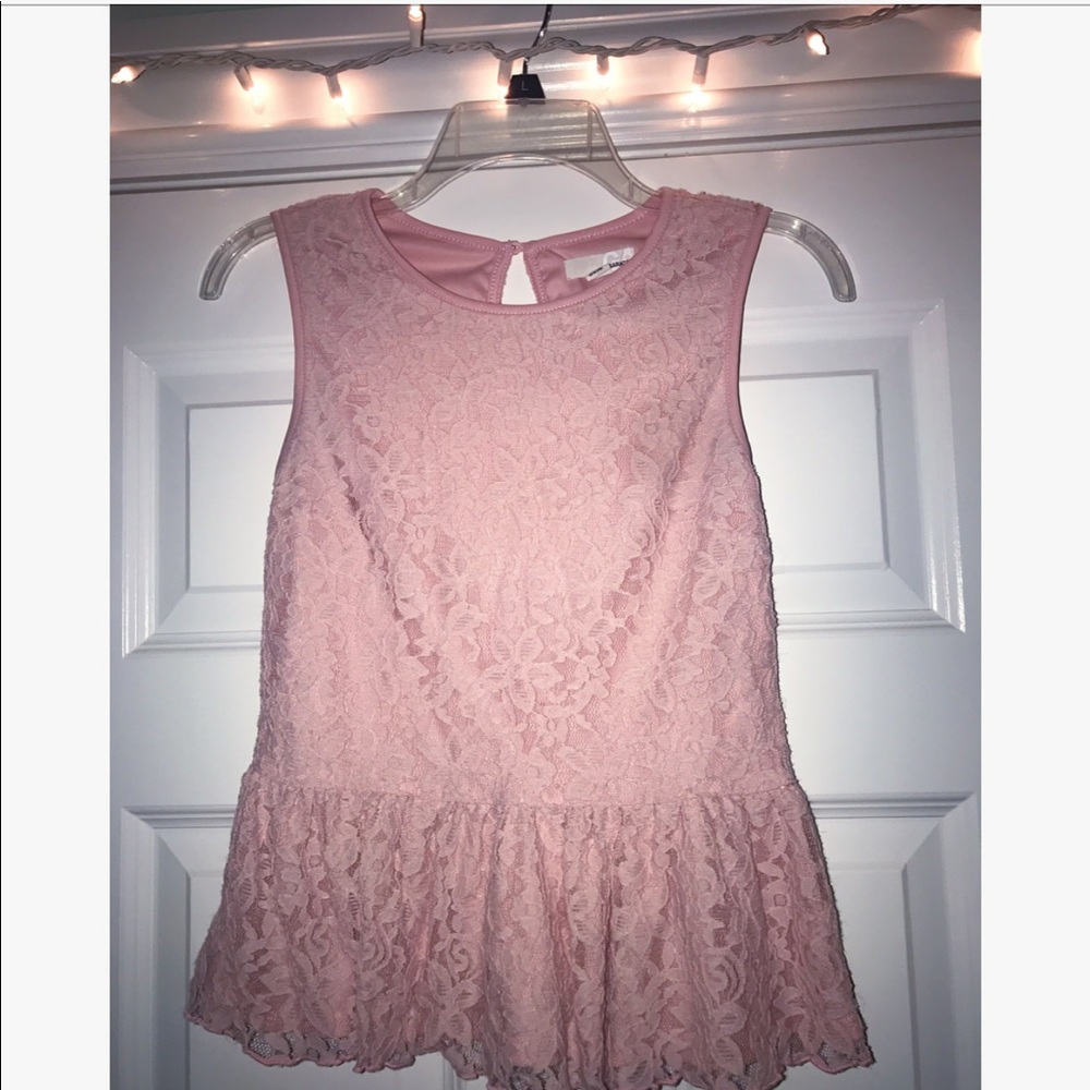 Garage Pink Lace Peplum Top