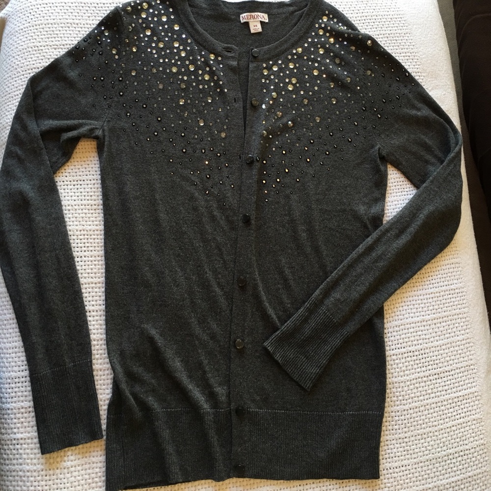 🆕 Crystal Designed Gray Cardigan - Merona