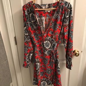 LOFT Orange Paisley Tie Dress