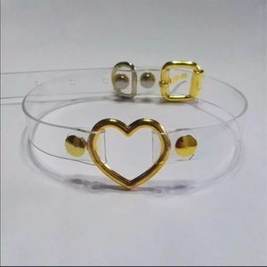 Clear Choker with gold heart