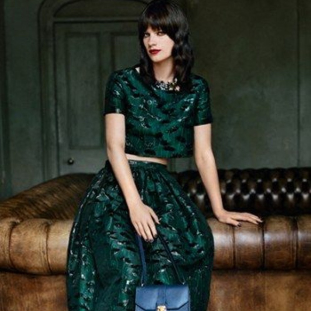 Topshop Poppy Jacquard Crop Top & Skirt