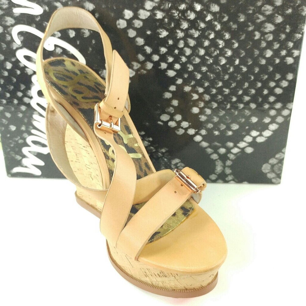 SAM EDELMAN Sz. 9 5 wedge cork sandals animal prin