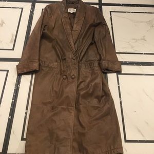 Tan 💯 real leather peacoat
