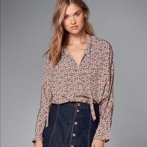 Floral Abercrombie & Fitch Womens Tie Front Shirt
