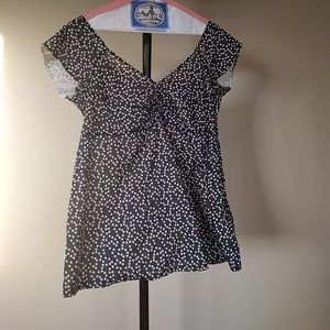 Polka dot top with sweetheart neckline
