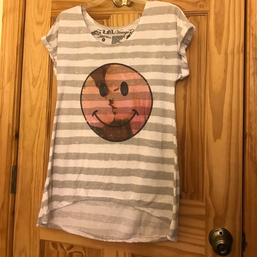 Vintage Look Happy Face Tee