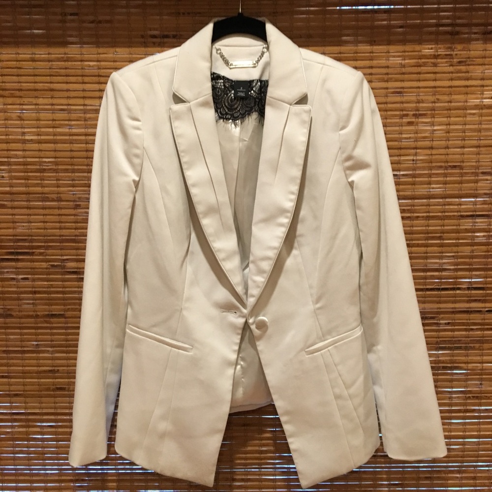 White House Black Market Ecru Tuxedo Jacket