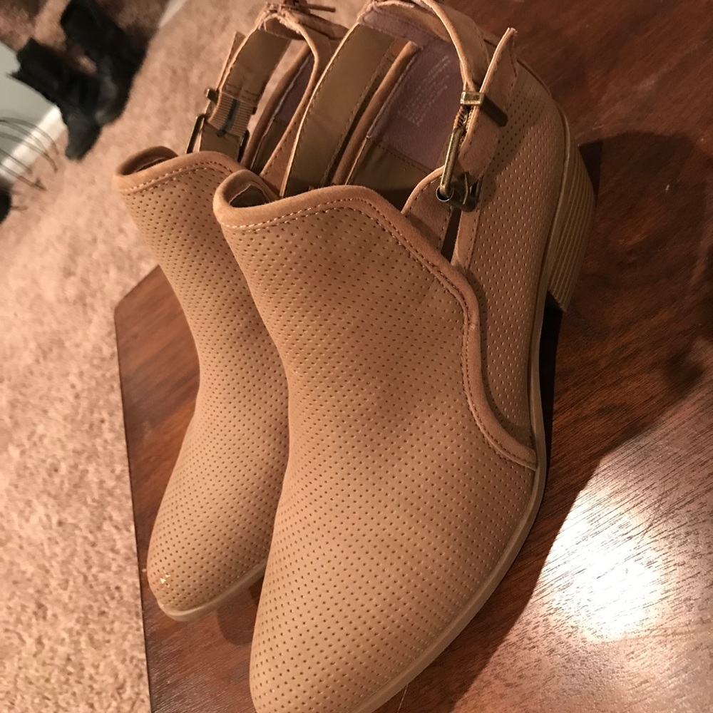 Tan perforated booties from express
