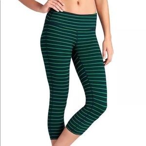 Athleta Stripes Chaturanga™ Capri ~ Navy/Green ~ L