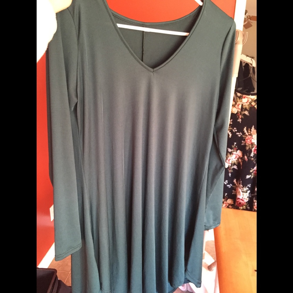 Cute Army Green Dress. Easily worn with a scarf!