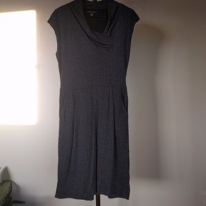 Charcoal grey herringbone print dress