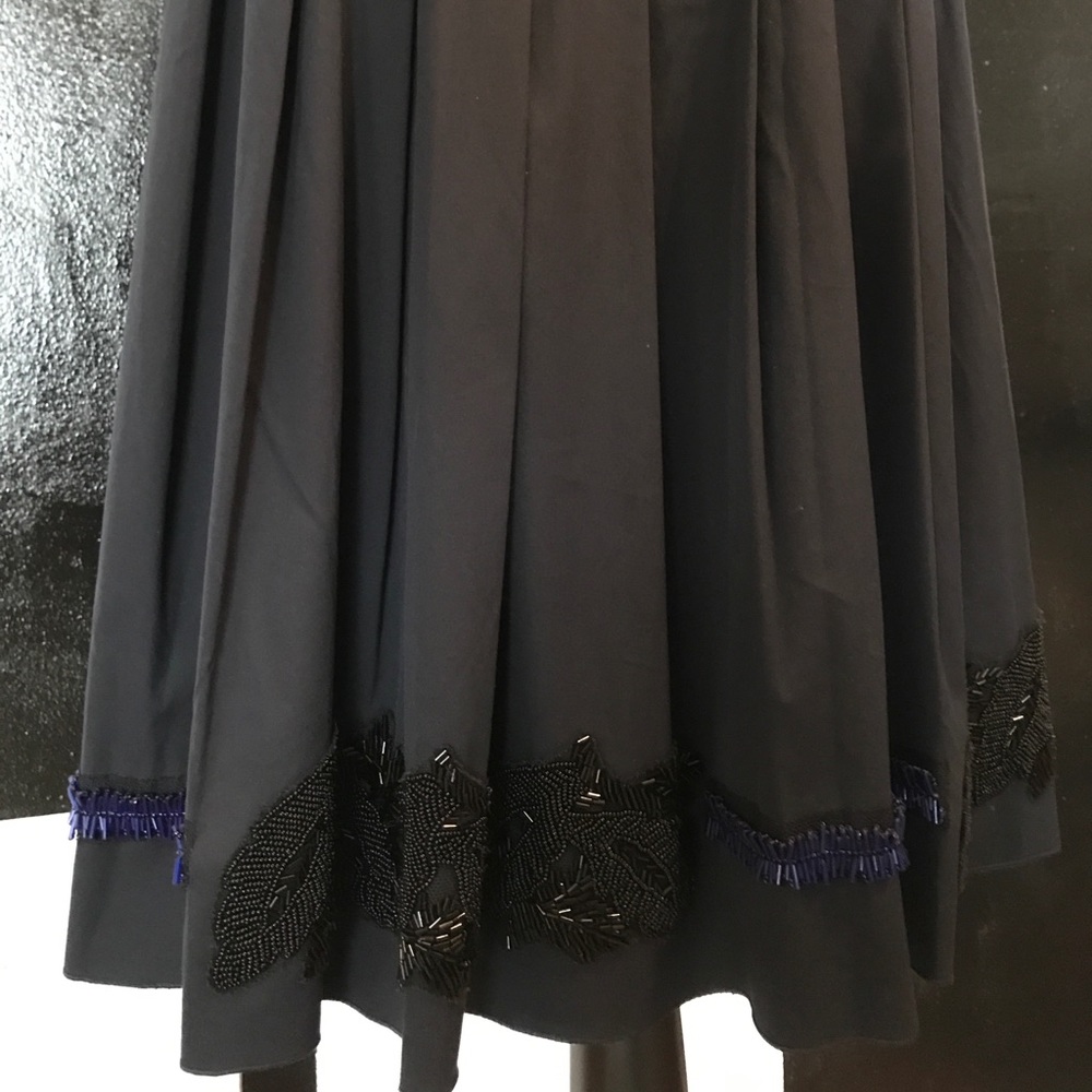 PRADA Beaded Navy Pleated Skirt