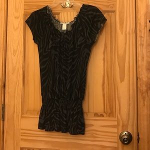 Black & Grey Zebra Print Blouse