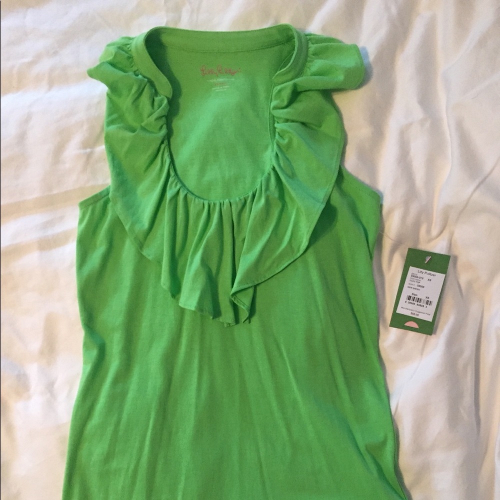 Lilly green sleeveless ruffle tee