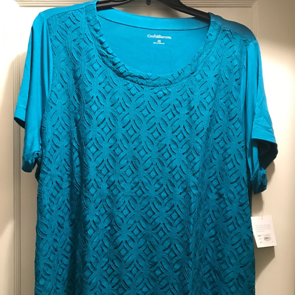 Beautiful blue green lacy shirt.