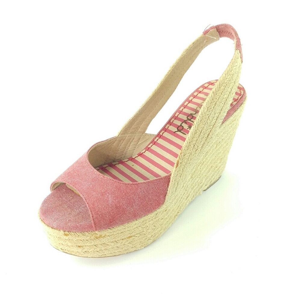SPLENDIND sz 7.5 red espadrille wedge sandal
