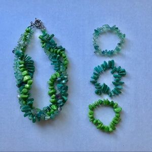 Multi strand stone necklace.