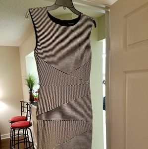 White house black market striped dress w shaping