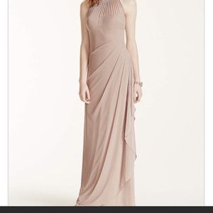 David’s Bridal Biscotti Dress w/ Illusion Neckline