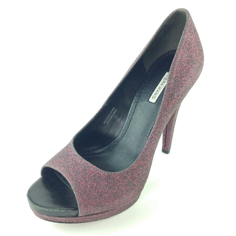 VERA WANG burgundy glitter heels