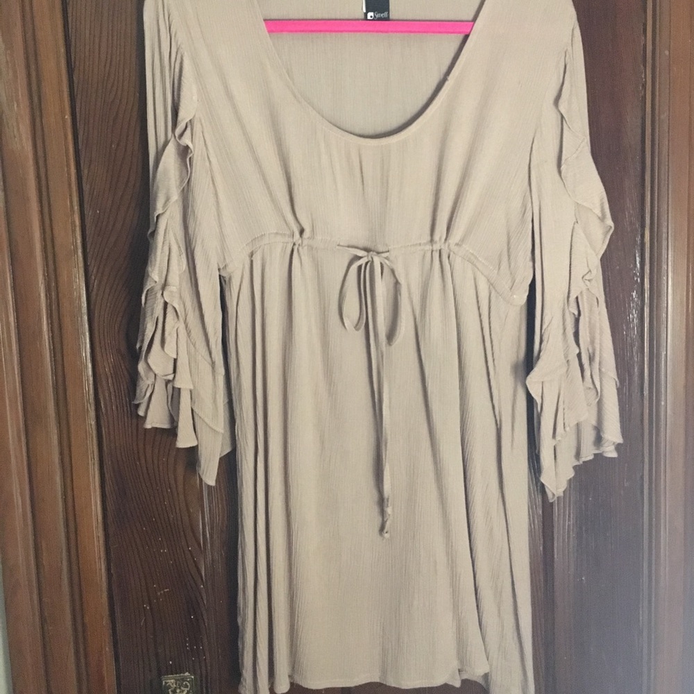 swell brand bell sleeve dress with tie waist