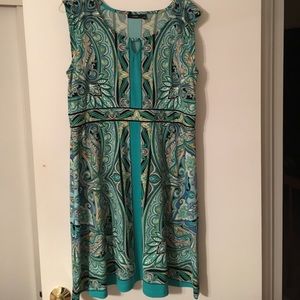 Dress in beautiful large scale green paisley print